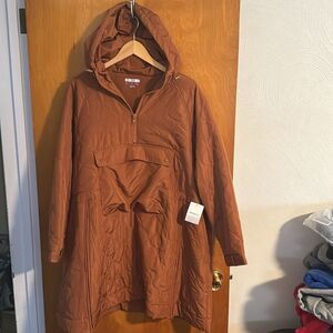 Anorak Puffer Jacket Womens Medium Brown Long